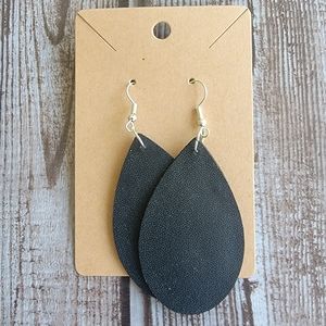 Black Faux Leather Earrings